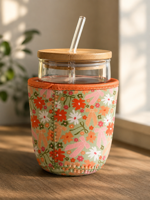 Floral Insulated Drink Sleeve for Glass Cups & Tumblers