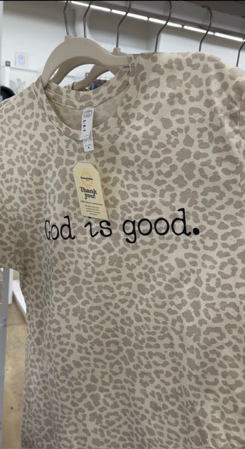 God is Good Natural Leopard Graphic Tshirt