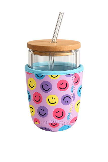 Smiley Face Insulated Drink Sleeve for Glass Cups & Tumblers