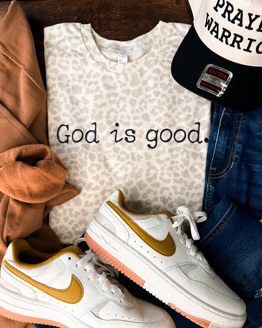 God is Good Natural Leopard Graphic Tshirt
