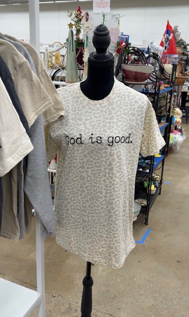 God is Good Natural Leopard Graphic Tshirt