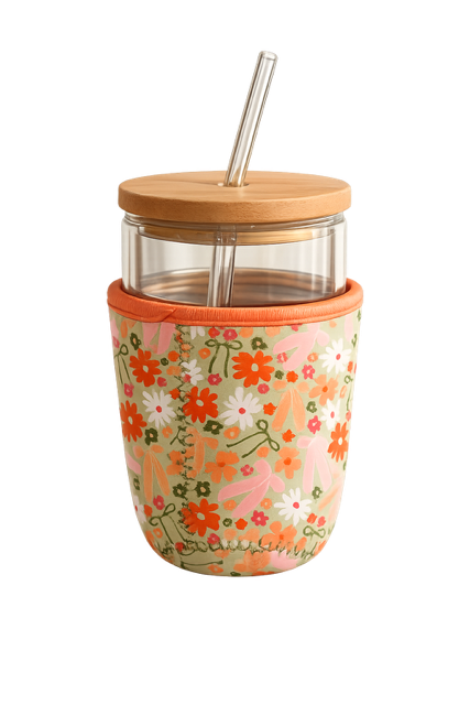 Floral Insulated Drink Sleeve for Glass Cups & Tumblers